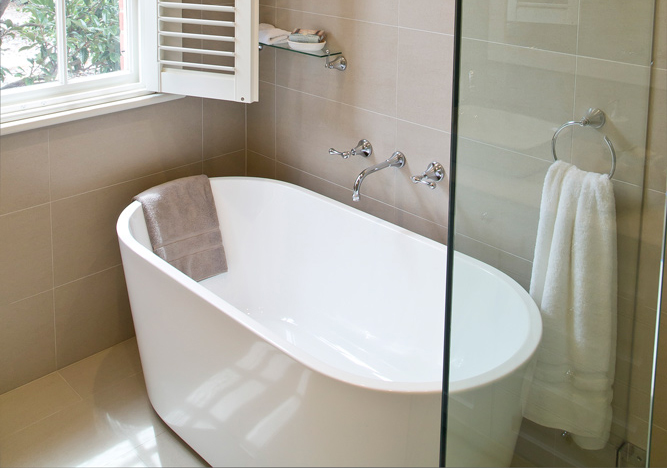 Bathroom renovation<br>cool, calm and collected